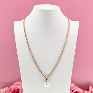 Savvy Cie Jewels Necklace Gold Chain & Imitation Pearl Pendant Boho Vacation